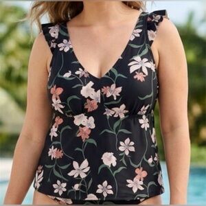Shade & Shore Floral Black Tankini Size 3X NWT
